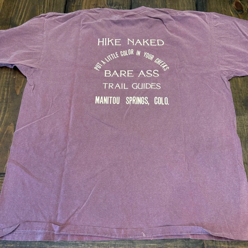Vintage Anvil Hike Naked Bare Ass Trail Guides Colorado T-Shirt Mens XL Mauve - Picture 6 of 7